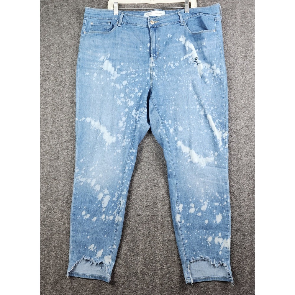 Signature by‎ Levi Strauss Skinny Jeans Women 22M Blue Bleach Splatter Raw Hem